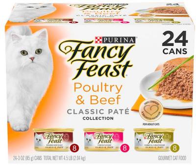 Fancy Feast Variety Pack Poultry Beef Pate Wet Cat Food 48 X 85g
