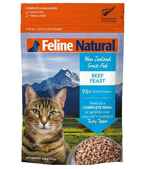Feline Natural Grain Free Beef Flavour Freeze Dried Cat Food 320g