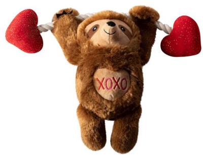 Fringe Studio Valentines Day Beclaws I Love You Sloth Plush Squeaker Dog Toy Each