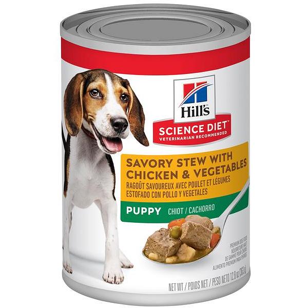 Hills Canine Puppy Savoury Stew Chicken Vegetable Cans 12 X 363g