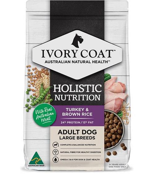 Ivory Coat Holistic Nutrition Dry Dog Food Large Breed Adult Turkey And Brown Rice 15kg