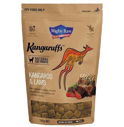 Mighty Raw Kangaruffs Cat Treats Kangaroo And Lamb 100g