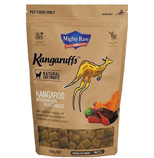 Mighty Raw Kangaruffs Cat Treats Kangaroo With Garden Veg 100g
