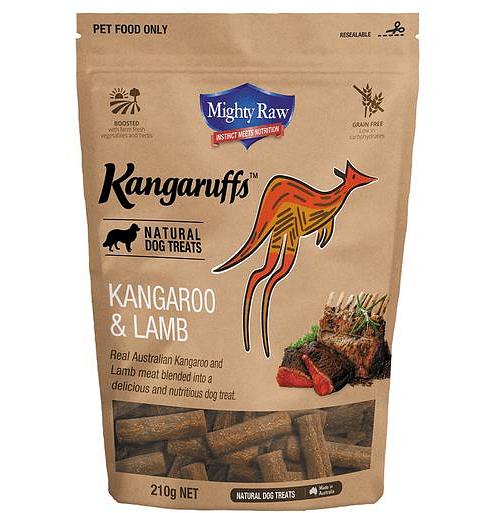 Mighty Raw Kangaruffs Dog Treats Kangaroo And Lamb 210g