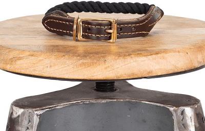 Mog And Bone Leather And Brass Rope Collar Black