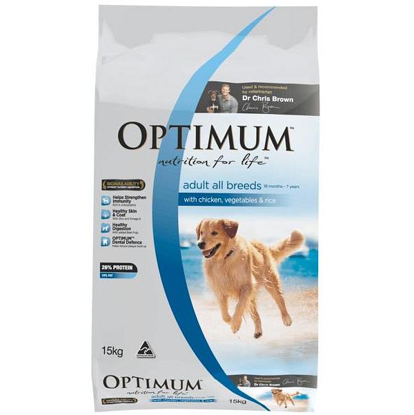 Optimum Adult Dry Dog Food Chicken Vegetables And Rice 15kg
