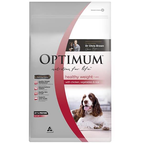 Optimum Adult Healthy Weight Dry Dog Food Chicken Vegetables And Rice 26kg