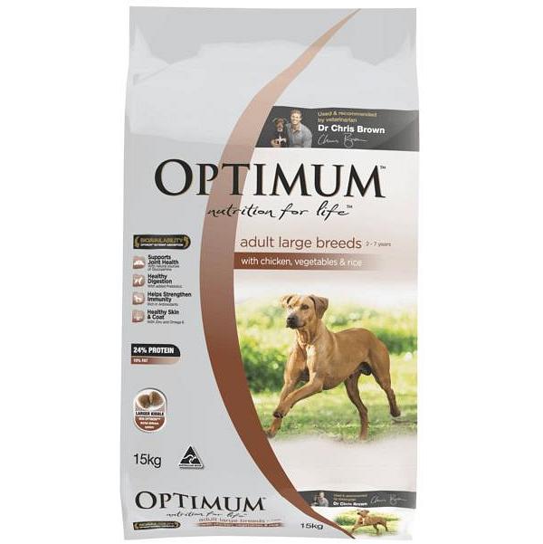 Optimum Adult Large Breed Dry Dog Food Chicken Vegetables And Rice 15kg