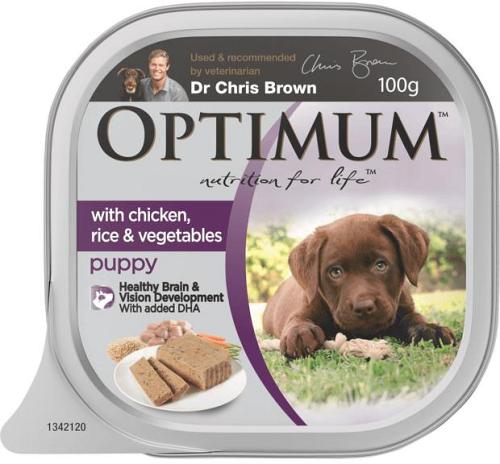 Optimum Dog Puppy Chicken Rice Veges 12 X 100g