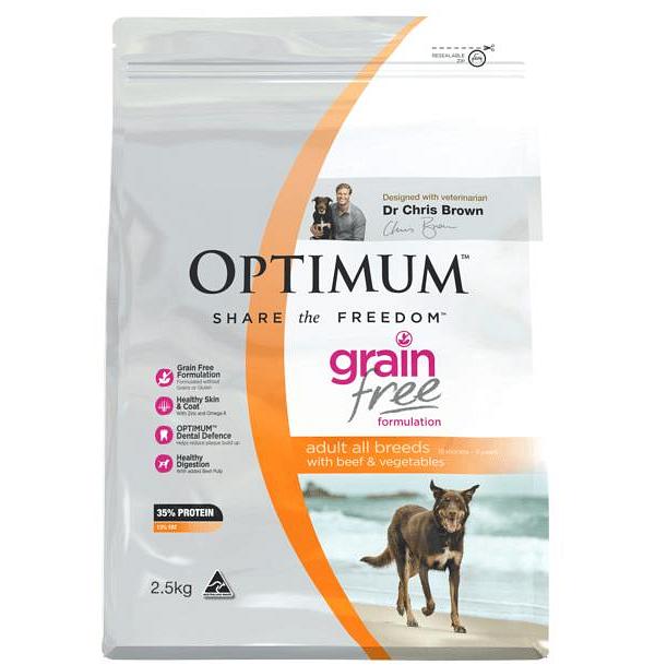 Optimum Dry Dog Food Grain Free Beef Veges 2.5kg
