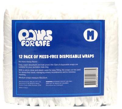 Paws For Life Disposable Wrap 12 Pack