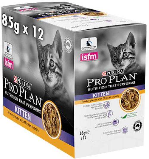 Pro Plan Kitten Chicken Jelly Wet Cat Food Pouches 12 X 85g