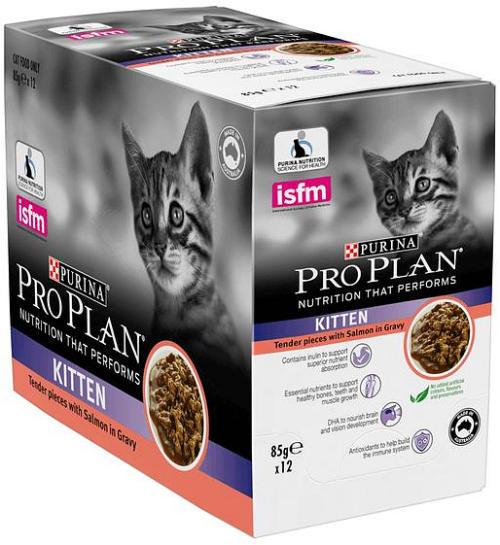 Pro Plan Kitten Salmon Gravy Wet Cat Food Pouches 12 X 85g