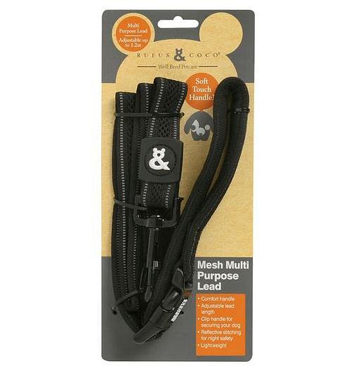 Rufus And Coco Dog Lead Multi Purpose Black Each