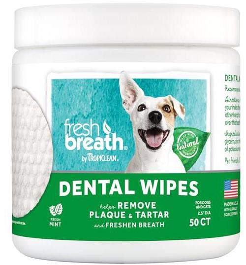 Tropiclean Fresh Breath Dental Wipes 50 Sheets