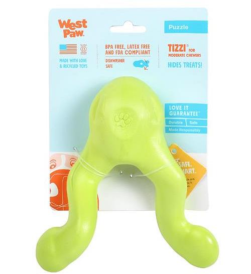 West Paw Tizzi Treat Tug Tough Dog Toy Green