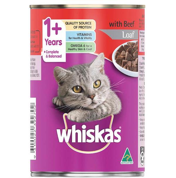 Whiskas 1 Plus Beef Loaf Wet Cat Food 24 X 400g