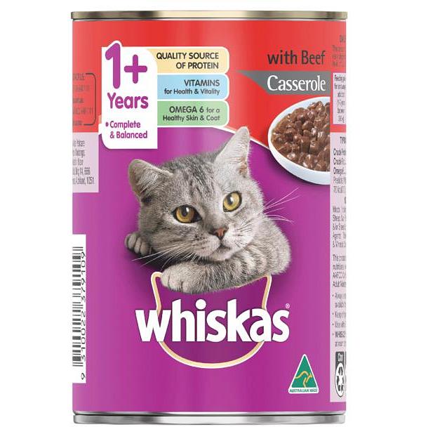 Whiskas 1 Plus Year Beef Casserole Wet Cat Food 24 X 400g