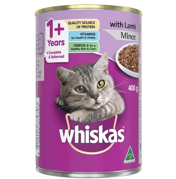 Whiskas Wet Cat Food Adult 1 Plus Lamb Mince 24 X 400g