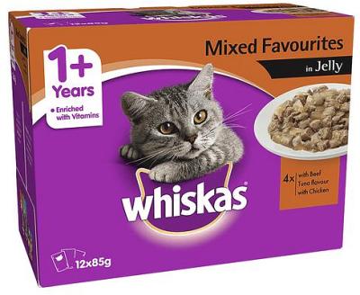 Whiskas Wet Cat Food Adult Mixed Favourites Jelly 24 X 85g