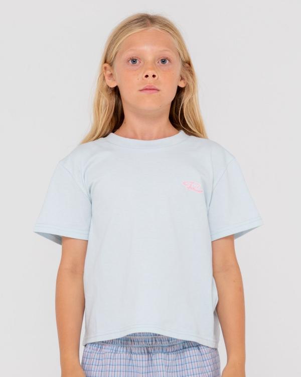 Hibiscus Oversized Graphic Tee Girls - Celestial Blue Rusty Australia, 12 / Celestial Blue