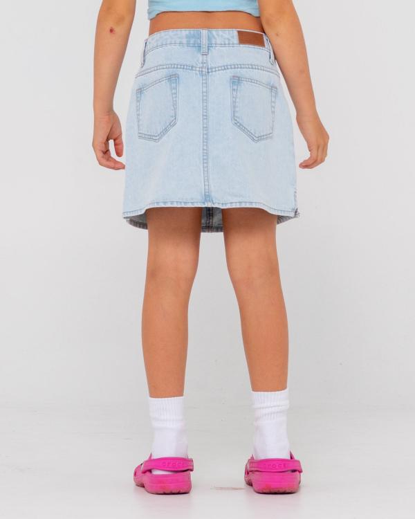 Mavericks Low Rise Denim Skirt Girls - Sky Blue Heather Rusty Australia, 12 / Sky Blue Heather