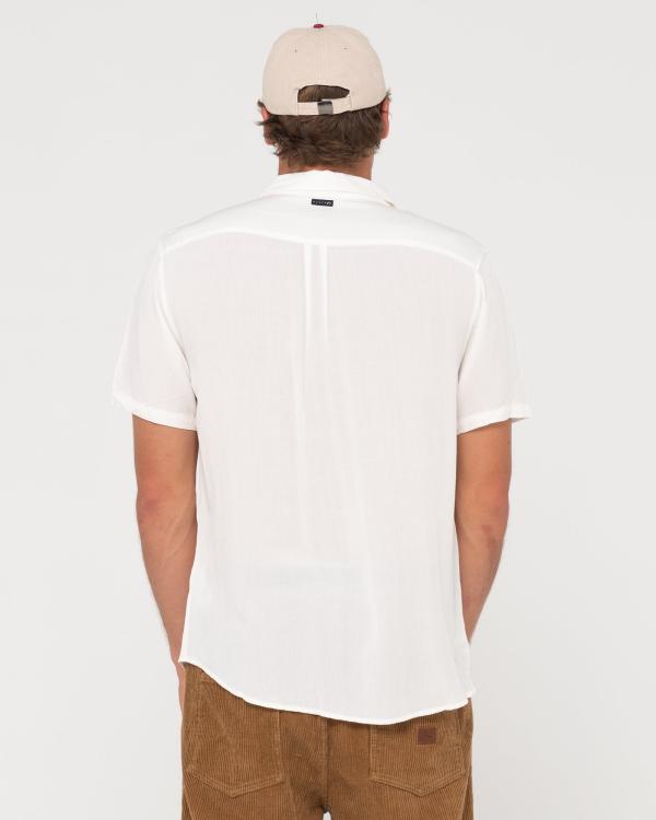Razor Blade Short Sleeve Rayon Shirt - White Rusty Australia, XL / White