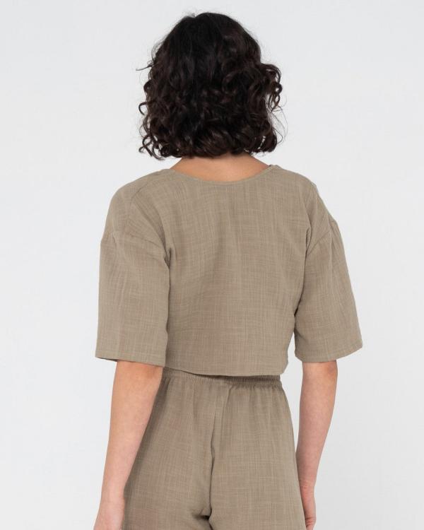 Somewhere Twisted Reversible Top - Olive Rusty Australia, 14 / Olive