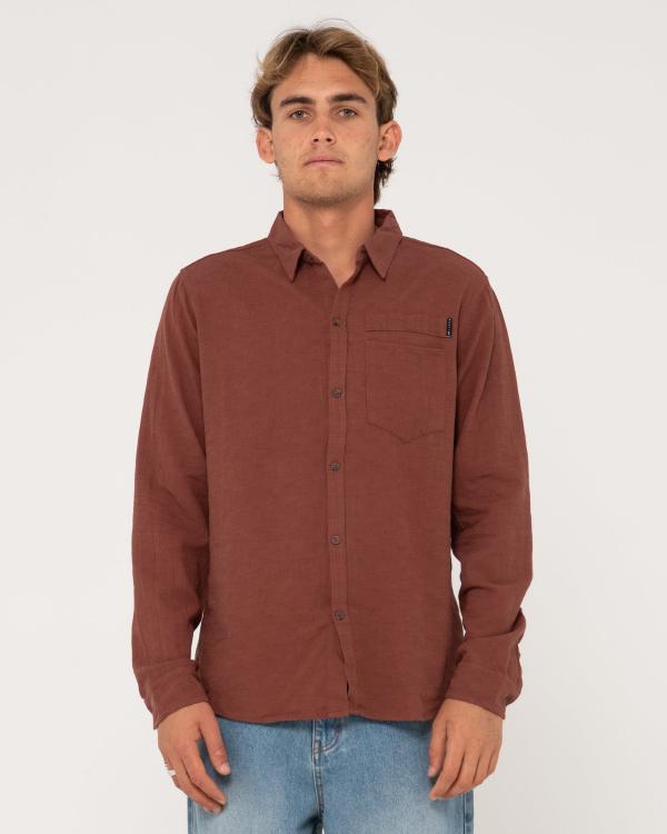 Yuma Linen Long Sleeve Shirt - Falcon Rusty Australia, S / Root Beer