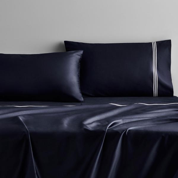 Sheridan 1200TC Palais Lux Flat Sheet in Midnight/Dark Blue Size: Queen Material: Cotton @Sheridan Rewards