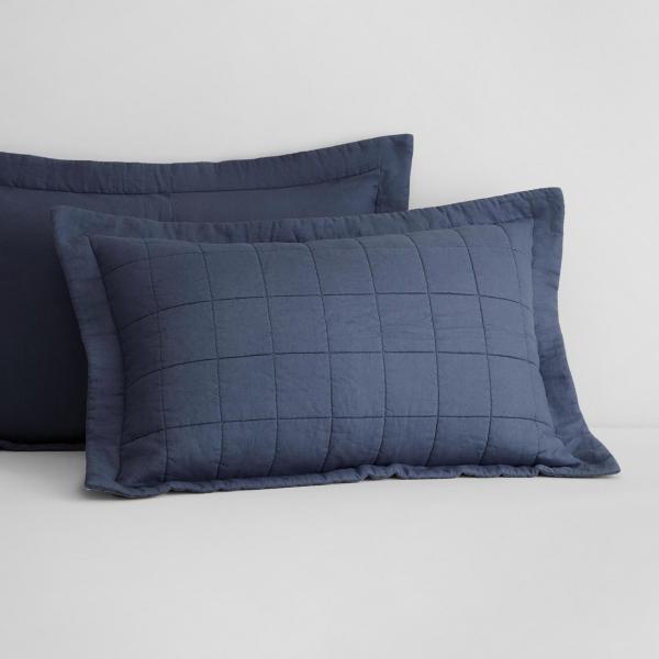 Sheridan Abbotson Linen Pillow Sham in Ink/Dark Blue Size: European Material: Cotton/Polyester/Linen @Sheridan Rewards