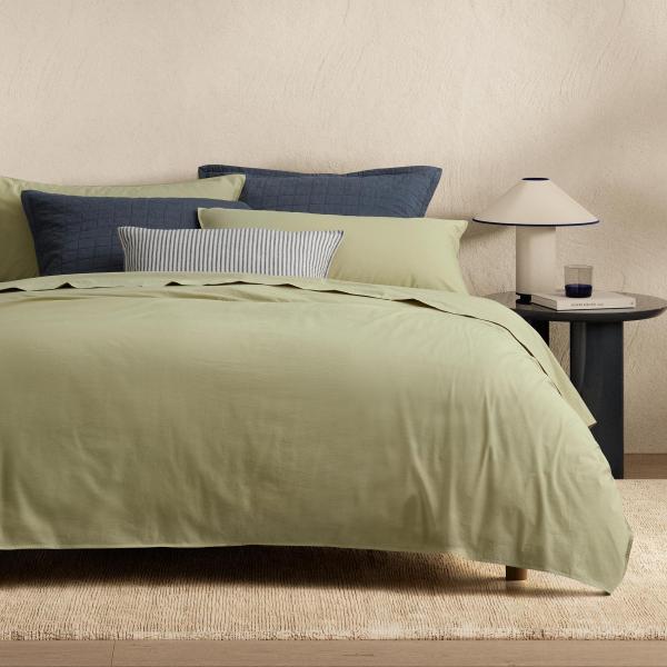 Sheridan Bayley Washed Percale Quilt Cover Set in Soft Fern Size: Double Material: Cotton @Sheridan Rewards