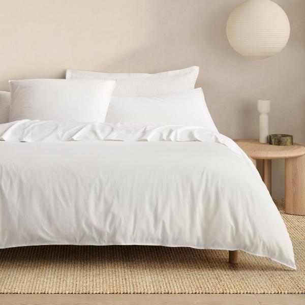 Sheridan Bayley Washed Percale Quilt Cover Set in White Size: Single Material: Cotton @Sheridan Rewards