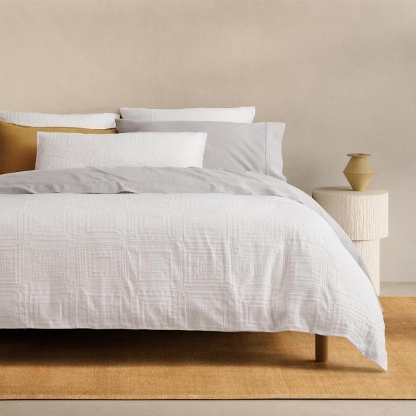 Sheridan Mander Quilt Cover in White Size: Super King Material: Cotton @Sheridan Rewards