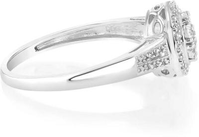 1/10 Carat Diamond Cluster Ring in Sterling Silver, M