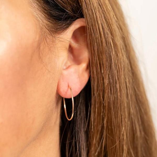 9ct Rose Gold Plain 20mm Sleeper Earrings