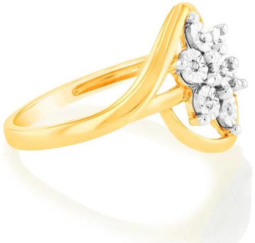 9ct Whitte & Yellow Gold Cross Over Diamond Ring, M