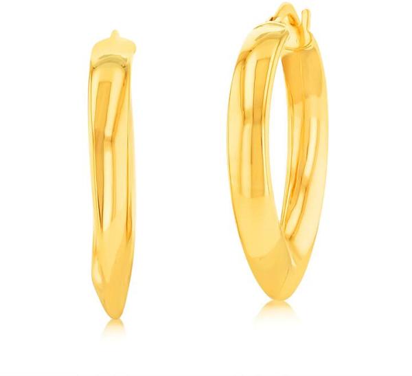 9ct Yellow Gold Silverfilled Fancy 20mm Hoop Earrings