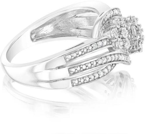 Sterling Silver 1/4 Carat Diamond Cluster Ring