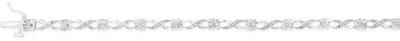 Sterling Silver 18cm Diamond Infinity Bracelet with 63 Diamonds