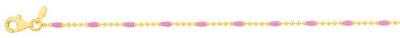 Sterling Silver Gold Plated Pink Enamel Beads 19cm Bracelet