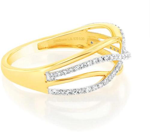 9ct Yellow Gold Luminesce Lab Grown Double Band Diamond Ring, M