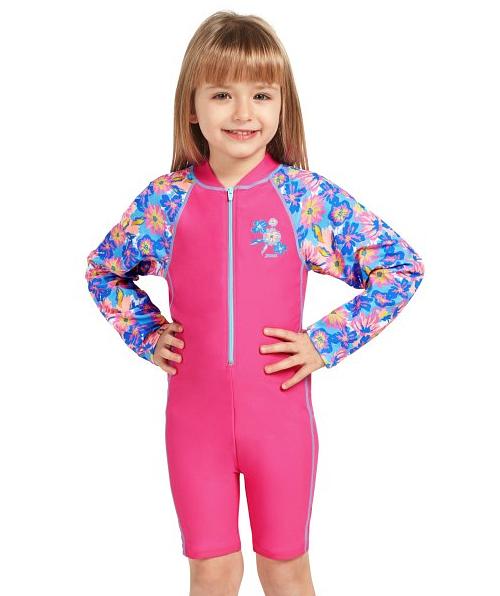 Zoggs Lily All In One Kids Girls Long Sleeve Swimsuit
