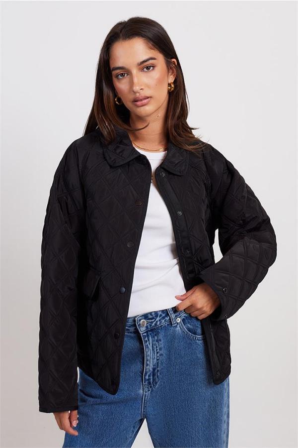 Aimn Quilted Femme Jacket Black