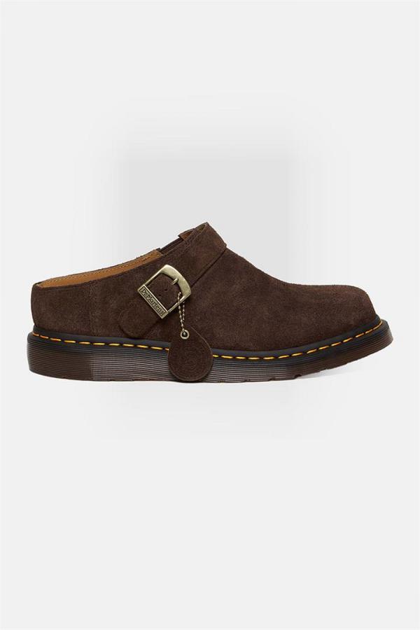 Dr Martens Isham Buckle Mule Dark Brown Desert Oasis Suede