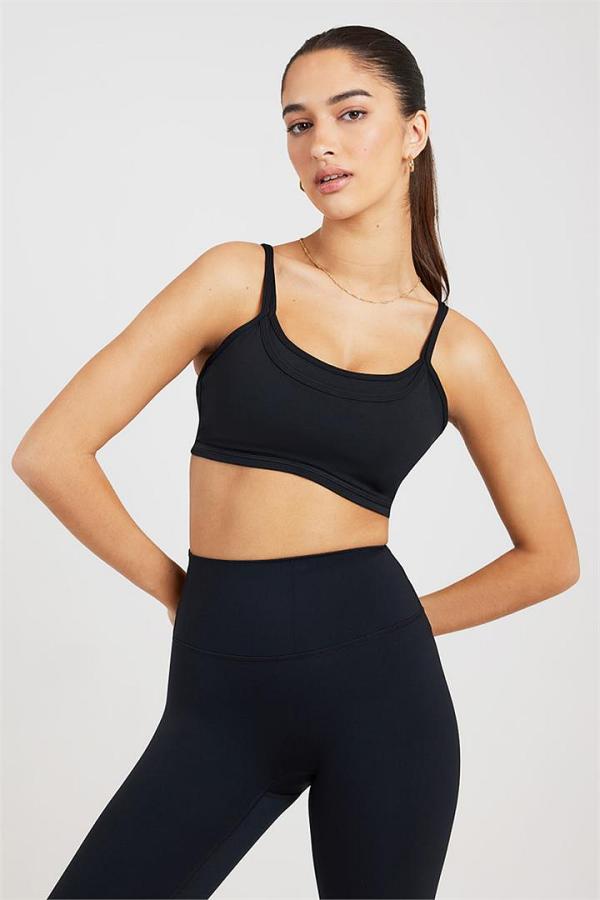 Leelo Active Double Layer Crop Black