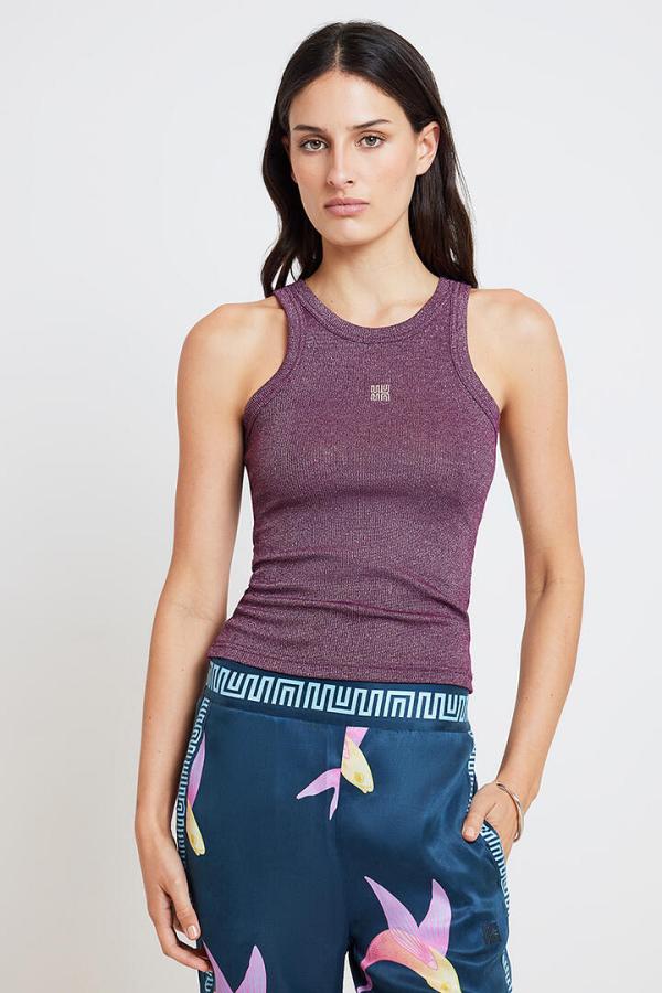 Muma World MW x SR Metallic Ribbed Tank Purp/Rose