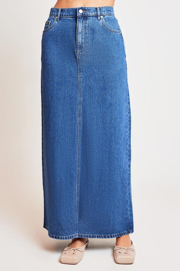 Nude Lucy Organic Denim Maxi Skirt Vinatge Blue