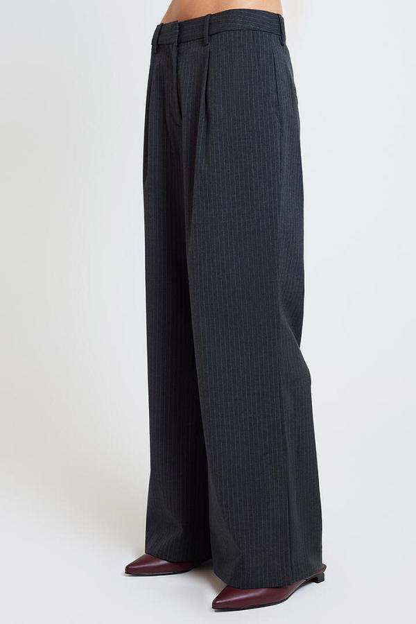 Ode Ellis Split Hem Pant Graphite Pinstripe