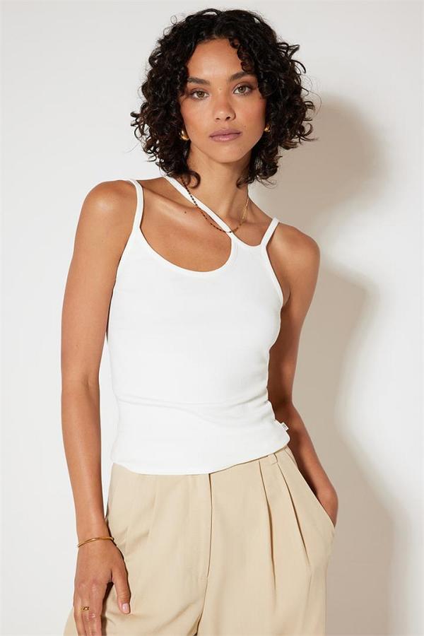 Ode Evan Ribbed Tank Bright White